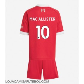 Camisa de Futebol Liverpool Alexis Mac Allister #10 Equipamento Principal Infantil 2025-26 Manga Curta (+ Calças curtas)